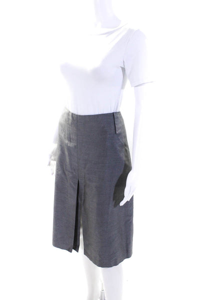 Lida Baday Womens Gray Cotton Slit Front Knee Length A-Line Skirt Size 14