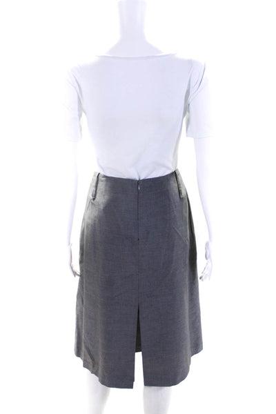 Lida Baday Womens Gray Cotton Slit Front Knee Length A-Line Skirt Size 14