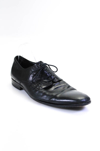 Boss Hugo Boss Mens Leather Low Heel Lace Up Derby Dress Shoes Black Size 11.5US