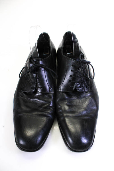 Boss Hugo Boss Mens Leather Low Heel Lace Up Derby Dress Shoes Black Size 11.5US