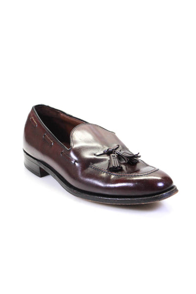 Bostonian Mens Leather Apron Toe Low Heel Tassel Loafers Burgundy Red Size 11US