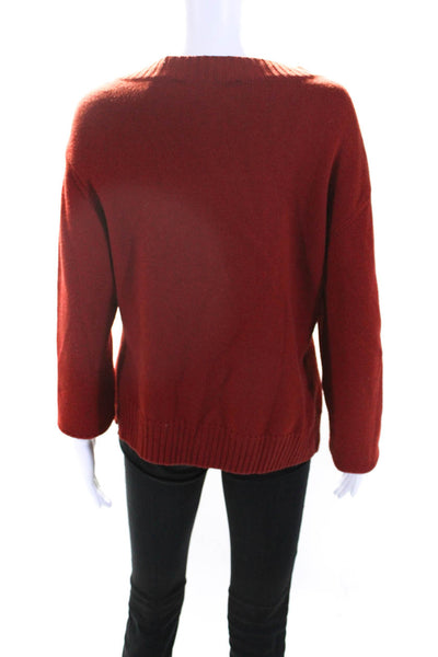 Monse Womens Long Sleeve Ribbed Knit Trim Boxy Sweater Red Wool Size Small