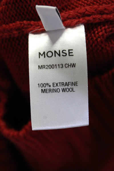 Monse Womens Long Sleeve Ribbed Knit Trim Boxy Sweater Red Wool Size Small