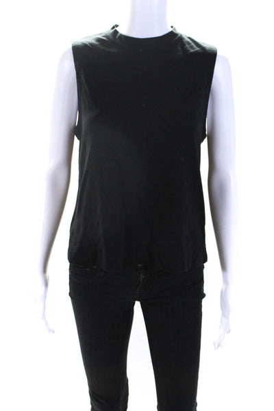 Rag & Bone Jean Womens Back Zip Sleeveless Crew Neck Boxy Top Black Size Medium