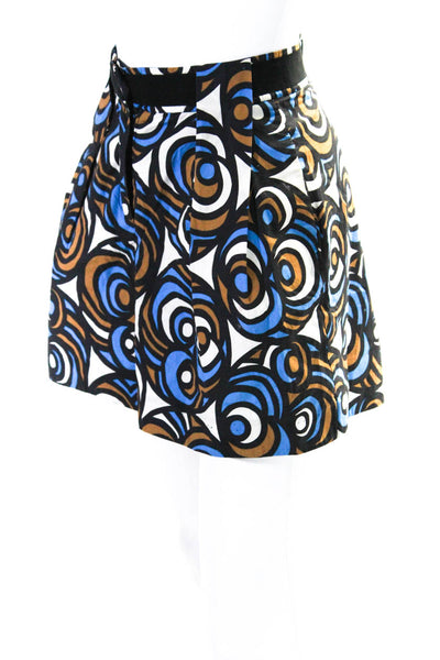 Tara Jarmon Womens Cotton Geometric High-Rise Hook Closure Shorts Blue Size 38