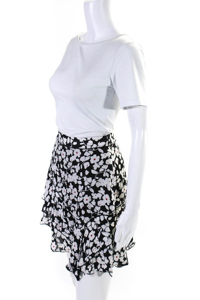 10 Crosby Derek Lam Womens Silk Blend Floral Zip Up Mini Skirt Black Size 4