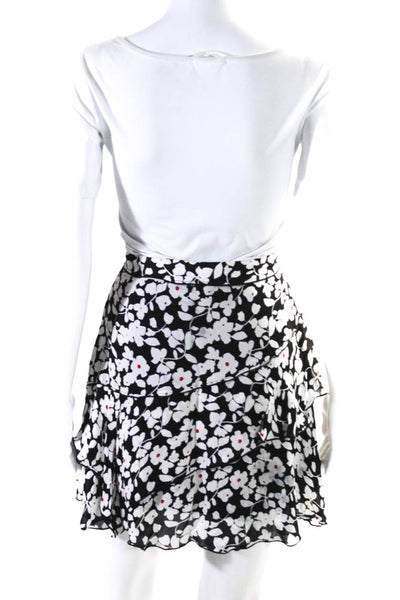 10 Crosby Derek Lam Womens Silk Blend Floral Zip Up Mini Skirt Black Size 4