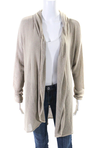 L'Agence Womens Cotton Blend Knit Long Sleeve Wrap Cardigan Sweater Beige Size 2