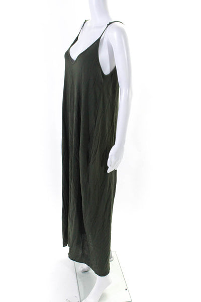 Treasure & Bond Women's Spaghetti Straps A-Line Maxi Dress Olive Green Size M