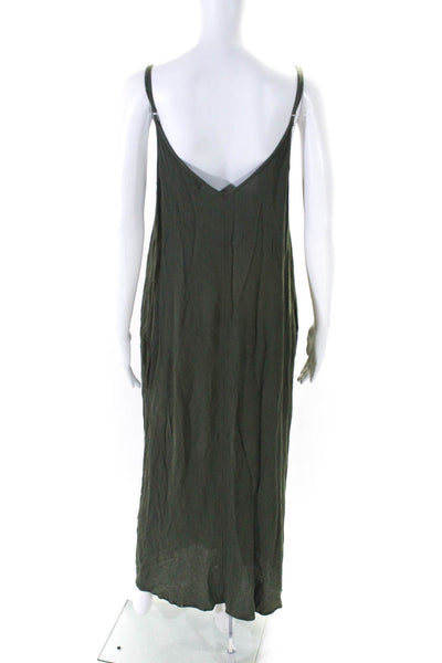 Treasure & Bond Women's Spaghetti Straps A-Line Maxi Dress Olive Green Size M