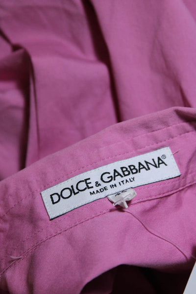 Dolce & Gabbana Womens Cotton Long Sleeve Button Down Blouse Pink Size 40