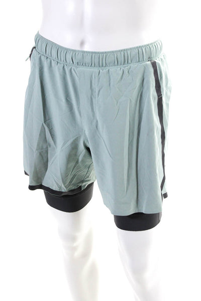 Lululemon Mens Drawstring Waist Lined Activewear Shorts Sea Foam Green Size S