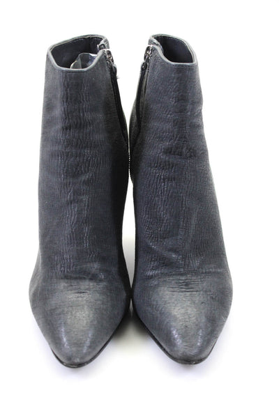 Camilla Skovgaard Womens Leather Pointed Toe Wedge Heel Ankle Boots Gray Size 7