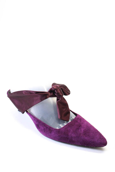 The Row Womens Purple Suede Pointed Toe Ankle Strap Kitten Heels Shoes Size 8.5