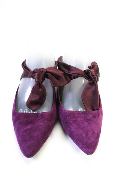 The Row Womens Purple Suede Pointed Toe Ankle Strap Kitten Heels Shoes Size 8.5