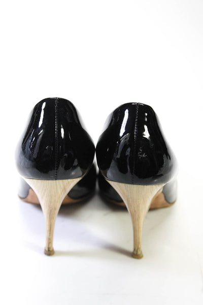 Giuseppe Zanotti Design Womens Black Leather Sculpted Heels Pumps Shoes Size 9