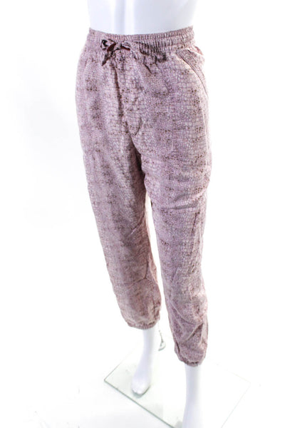 Anthropologie Womens Pink Printed Drawstring Cuff Ankle Jogger Pants Size L