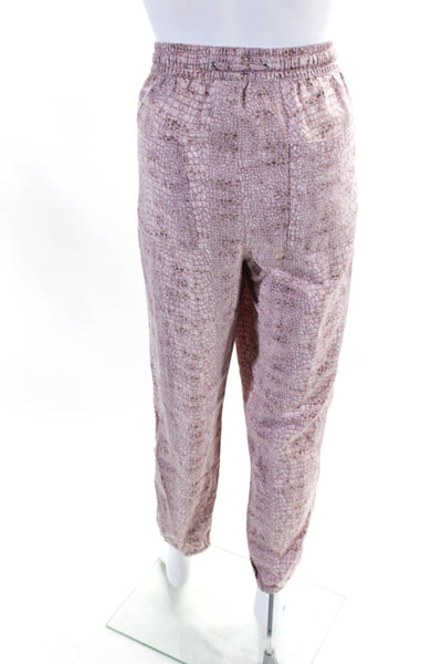 Anthropologie Womens Pink Printed Drawstring Cuff Ankle Jogger Pants Size L