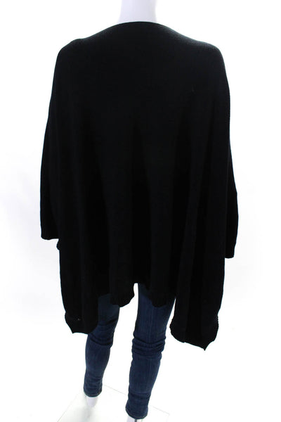 Lululemon Womens Tight Knit 3/4 Sleeve Round Neck Poncho Sweater Black Size OS