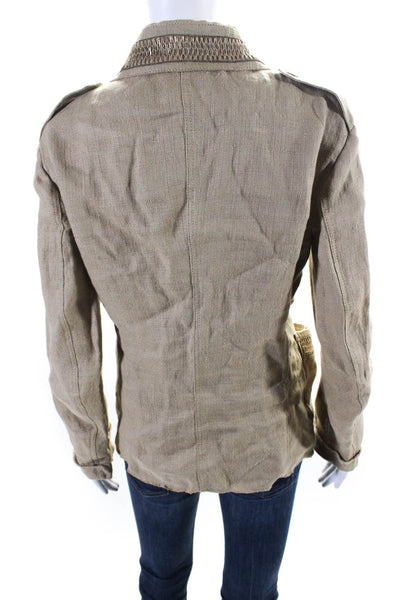 Ter Et Bantine Womens Linen Button Down Light Jacket Beige Size Small