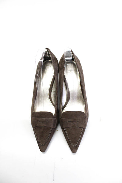 Coach Womens Suede Pointed Toe Slide On Weslie Pumps Taupe Gray Size 8.5