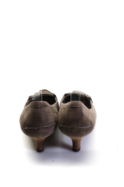 Coach Womens Suede Pointed Toe Slide On Weslie Pumps Taupe Gray Size 8.5