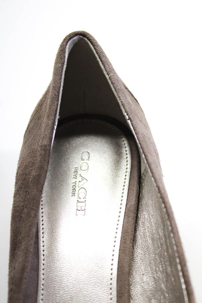 Coach Womens Suede Pointed Toe Slide On Weslie Pumps Taupe Gray Size 8.5