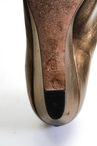 Cole Haan Womens Leather Peep Toe Slide On Wedge Pumps Brown Bronze Size 9 B