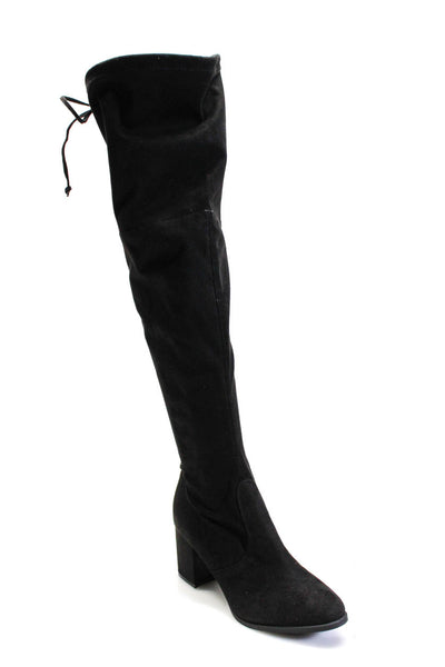 Unisa Womens Suede Over The Knee Zip Up Tie Up Boots Black Size 9 Medium