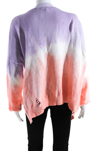 Fate. Womens Cotton Tie Dye Print V-Neck Pullover Sweater Top Purple Size L