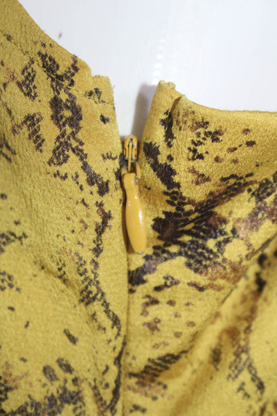 Current Air Womens Snake Print V-Neck Sleeveless Wide Leg Jumpsuit Yellow Size L