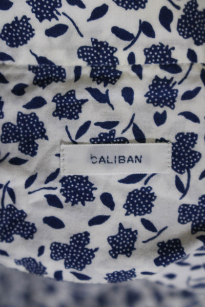 Caliban Mens Floral Print Collared Long Sleeve Button Up Shirt White Size 38/15