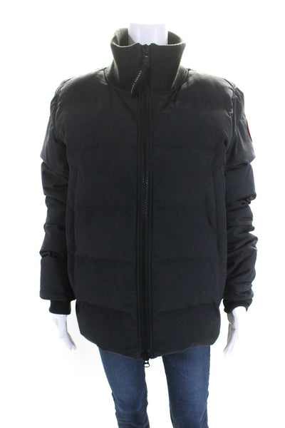 Canada Goose Womens Navy Blue Zip Mock Neck Long Sleeve Puffer Coat Size L