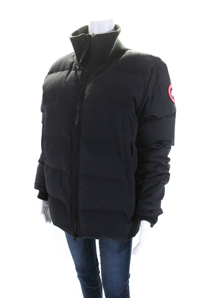 Canada Goose Womens Navy Blue Zip Mock Neck Long Sleeve Puffer Coat Size L