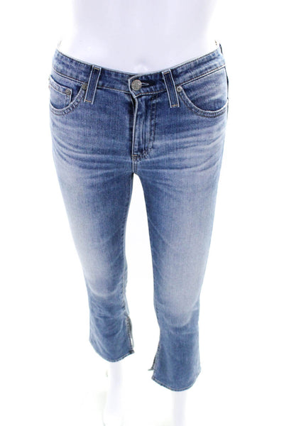 AG Adriano Goldschmied Womens Mid Rise Boot Cut Cropped Jeans Blue Size 24