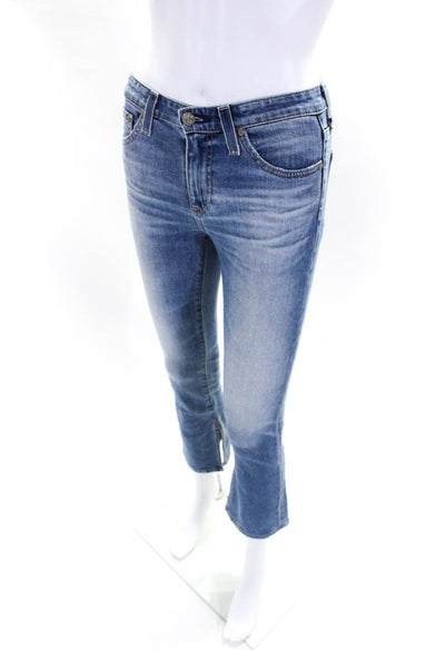 AG Adriano Goldschmied Womens Mid Rise Boot Cut Cropped Jeans Blue Size 24