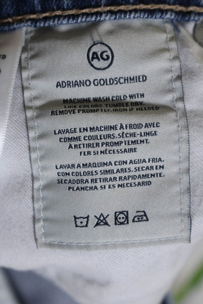 AG Adriano Goldschmied Womens Mid Rise Boot Cut Cropped Jeans Blue Size 24