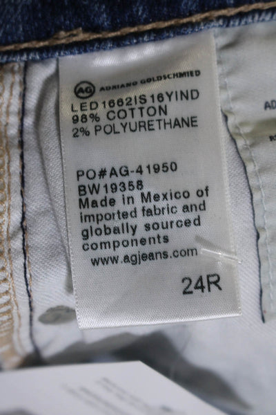 AG Adriano Goldschmied Womens Mid Rise Boot Cut Cropped Jeans Blue Size 24