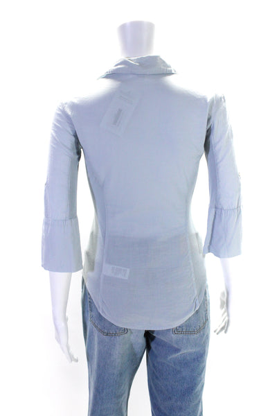Standard James Perse Womens Cotton Ribbed Sleeve Button Down Shirt Blue Size 0