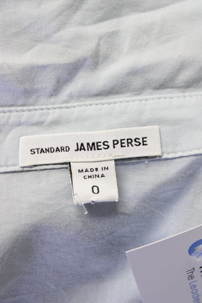 Standard James Perse Womens Cotton Ribbed Sleeve Button Down Shirt Blue Size 0