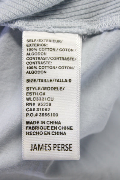 Standard James Perse Womens Cotton Ribbed Sleeve Button Down Shirt Blue Size 0