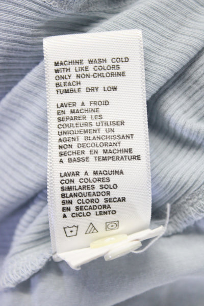 Standard James Perse Womens Cotton Ribbed Sleeve Button Down Shirt Blue Size 0