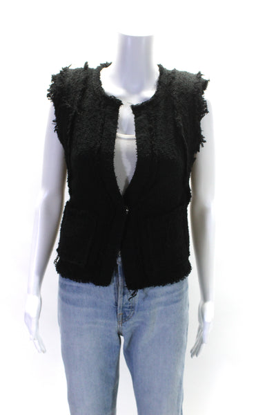 IRO Womens Cotton Tweed Shoulder Padded One Button Blazer Vest Black Size 34