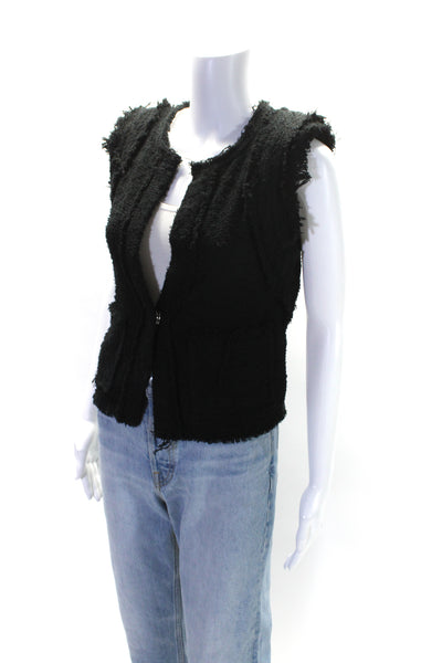 IRO Womens Cotton Tweed Shoulder Padded One Button Blazer Vest Black Size 34