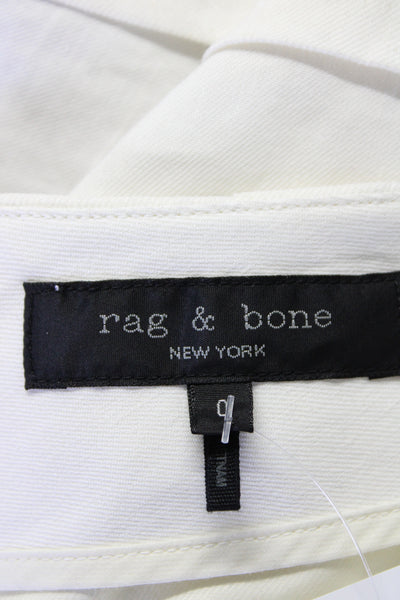 Rag & Bone Womens Cuffed Hem Notched Waist High Rise Dress Shorts White Size 0