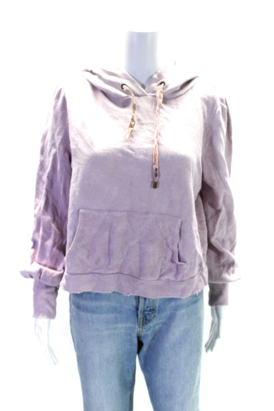 Love Shack Fancy Womens Pullover Drawstring Hoodie Sweater Purple Size Medium