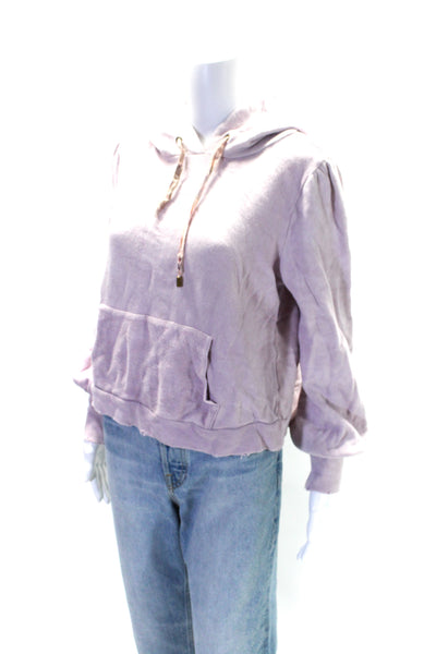 Love Shack Fancy Womens Pullover Drawstring Hoodie Sweater Purple Size Medium