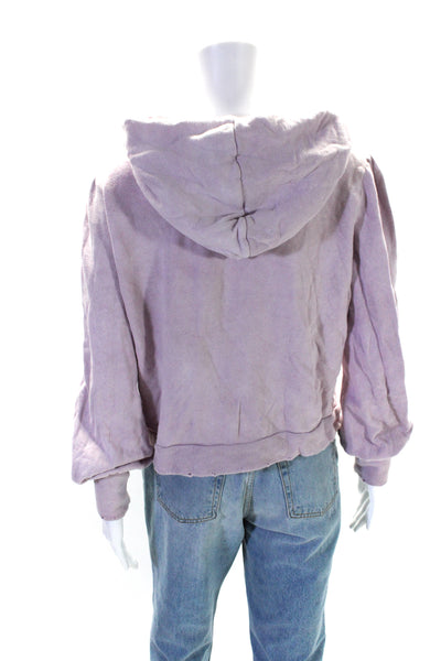 Love Shack Fancy Womens Pullover Drawstring Hoodie Sweater Purple Size Medium