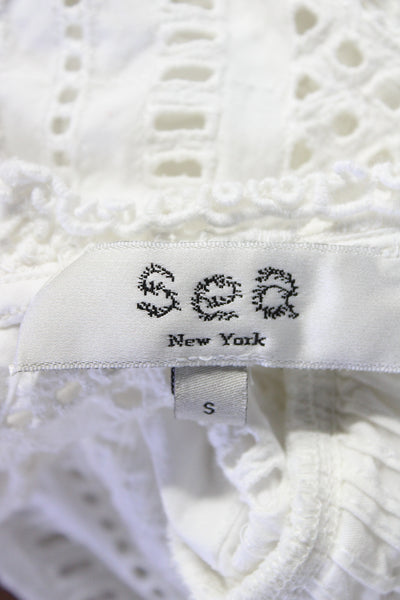 Sea New York Womens Long Sleeve Crew Neck Embroidered Sweatshirt White Small