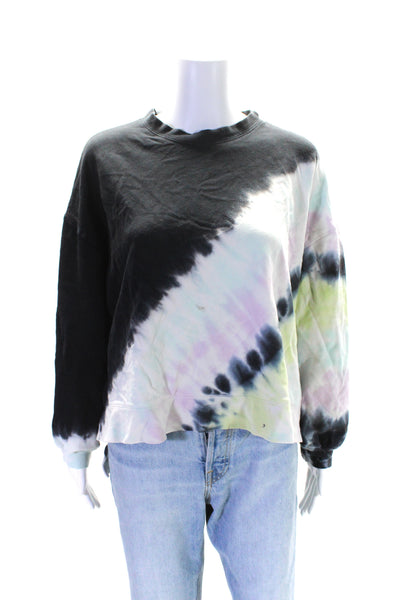 Electric & Rose Womens Oversized Tie Dyed Sweatshirt Black Multi Size Small